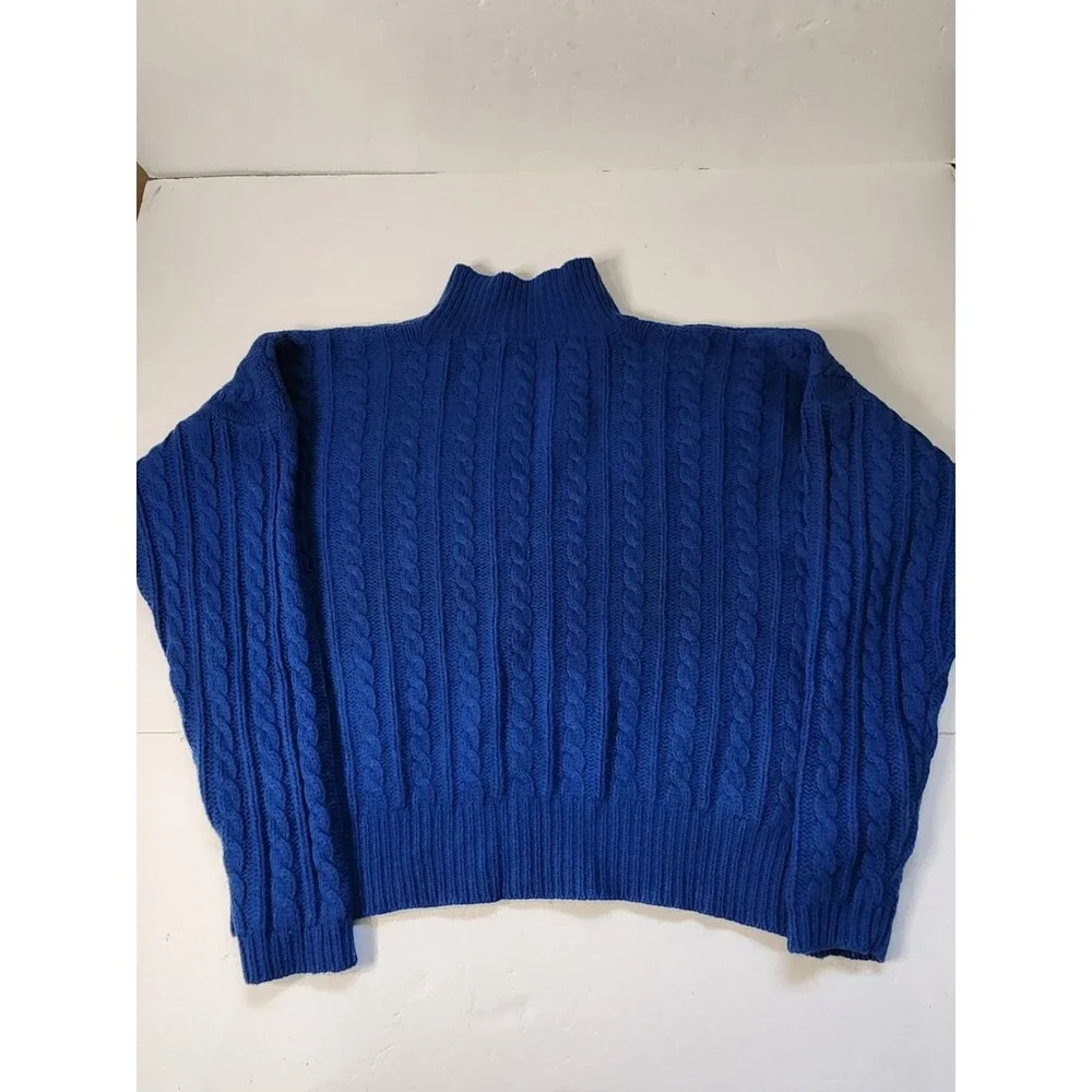 Maguy & Gilbert Cable Knit Sweater Mens Medium Blue Chunky 100% Lambswool